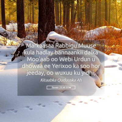 Picture 05 - Tirintii 33:50 SOM - Markaasaa Rabbigu Muuse kula hadlay bannaankii - Bible Verse Picture