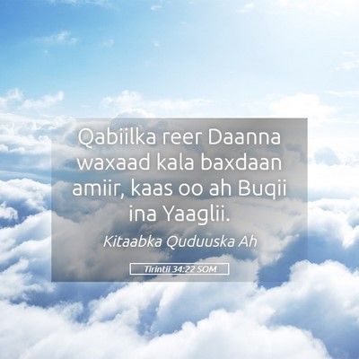 Picture 05 - Tirintii 34:22 SOM - Qabiilka reer Daanna waxaad kala baxdaan amiir, - Bible Verse Picture