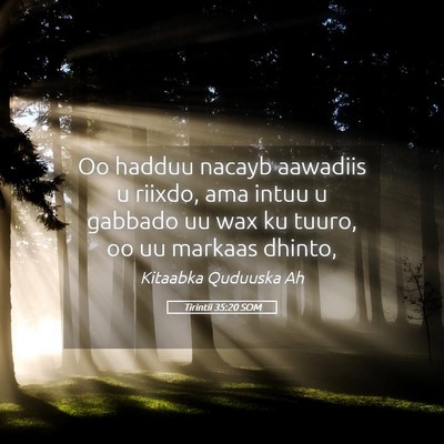 Picture 05 - Tirintii 35:20 SOM - Oo hadduu nacayb aawadiis u riixdo, ama intuu u - Bible Verse Picture