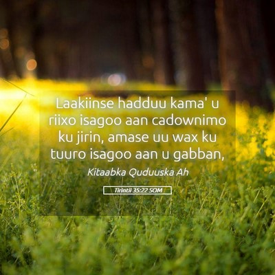 Picture 05 - Tirintii 35:22 SOM - Laakiinse hadduu kama' u riixo isagoo aan - Bible Verse Picture