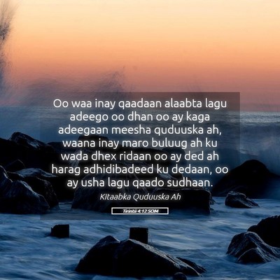Picture 05 - Tirintii 4:12 SOM - Oo waa inay qaadaan alaabta lagu adeego oo dhan - Bible Verse Picture