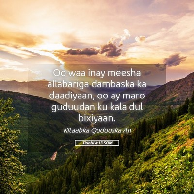 Picture 05 - Tirintii 4:13 SOM - Oo waa inay meesha allabariga dambaska ka - Bible Verse Picture