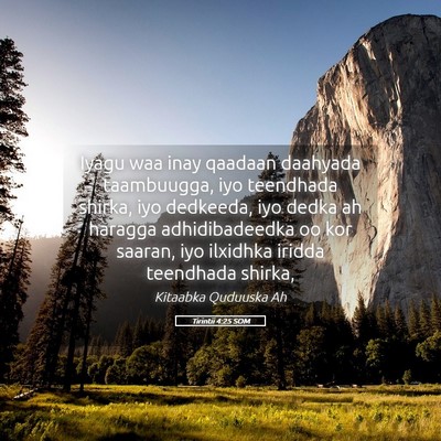 Picture 05 - Tirintii 4:25 SOM - Iyagu waa inay qaadaan daahyada taambuugga, iyo - Bible Verse Picture