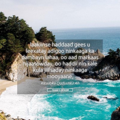 Picture 05 - Tirintii 5:20 SOM - laakiinse haddaad gees u leexatay adigoo ninkaaga - Bible Verse Picture