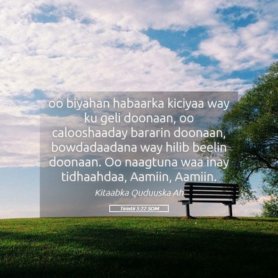 Picture 05 - Tirintii 5:22 SOM - oo biyahan habaarka kiciyaa way ku geli doonaan, - Bible Verse Picture
