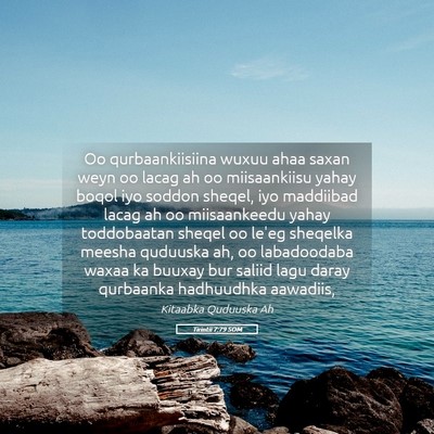 Picture 05 - Tirintii 7:79 SOM - Oo qurbaankiisiina wuxuu ahaa saxan weyn oo lacag - Bible Verse Picture