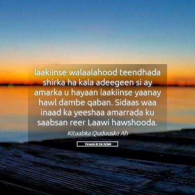 Picture 05 - Tirintii 8:26 SOM - laakiinse walaalahood teendhada shirka ha kala - Bible Verse Picture