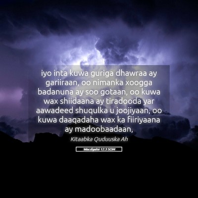 Picture 05 - Wacdiyahii 12:3 SOM - iyo inta kuwa guriga dhawraa ay gariiraan, oo - Bible Verse Picture