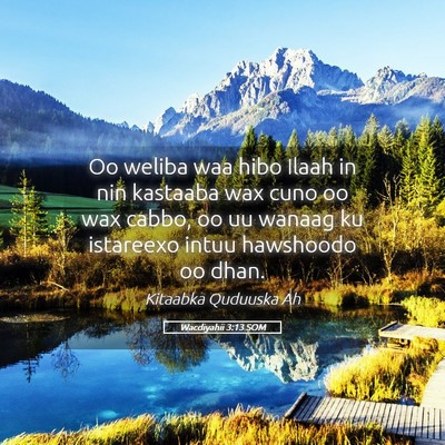 Picture 05 - Wacdiyahii 3:13 SOM - Oo weliba waa hibo Ilaah in nin kastaaba wax cuno - Bible Verse Picture