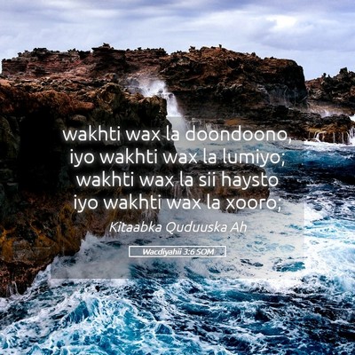 Picture 05 - Wacdiyahii 3:6 SOM - wakhti wax la doondoono, iyo wakhti wax la - Bible Verse Picture