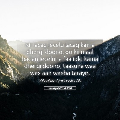 Picture 05 - Wacdiyahii 5:10 SOM - Kii lacag jecelu lacag kama dhergi doono, oo kii - Bible Verse Picture