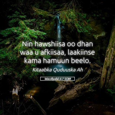 Picture 05 - Wacdiyahii 6:7 SOM - Nin hawshiisa oo dhan waa u afkiisaa, laakiinse - Bible Verse Picture