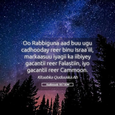 Picture 05 - Xaakinnada 10:7 SOM - Oo Rabbiguna aad buu ugu cadhooday reer binu - Bible Verse Picture