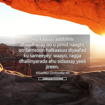 Picture 05 - Xaakinnada 14:10 SOM - Markaasuu aabbihiis dhaadhacay oo u yimid - Bible Verse Picture