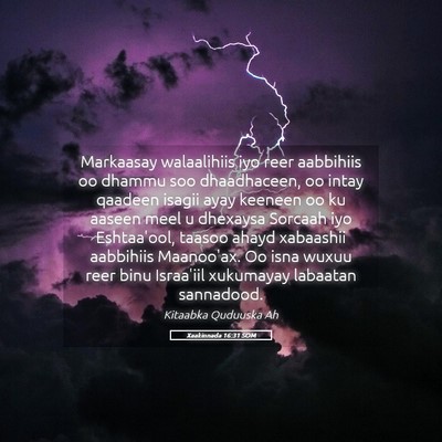 Picture 05 - Xaakinnada 16:31 SOM - Markaasay walaalihiis iyo reer aabbihiis oo - Bible Verse Picture