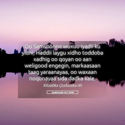 Picture 05 - Xaakinnada 16:7 SOM - Oo Samsoonna wuxuu iyadii ku yidhi, Haddii laygu - Bible Verse Picture