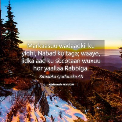 Picture 05 - Xaakinnada 18:6 SOM - Markaasuu wadaadkii ku yidhi, Nabad ku taga; - Bible Verse Picture