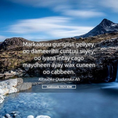 Picture 05 - Xaakinnada 19:21 SOM - Markaasuu gurigiisii geliyey, oo dameerihii - Bible Verse Picture
