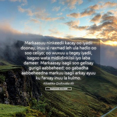Picture 05 - Xaakinnada 19:3 SOM - Markaasuu ninkeedii kacay oo iyadii doonay, inuu - Bible Verse Picture