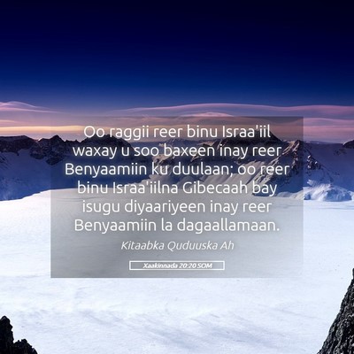 Picture 05 - Xaakinnada 20:20 SOM - Oo raggii reer binu Israa'iil waxay u soo baxeen - Bible Verse Picture
