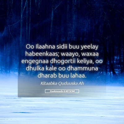 Picture 05 - Xaakinnada 6:40 SOM - Oo Ilaahna sidii buu yeelay habeenkaas; waayo, - Bible Verse Picture