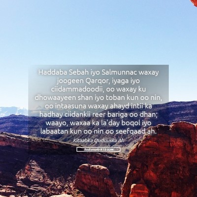 Picture 05 - Xaakinnada 8:10 SOM - Haddaba Sebah iyo Salmunnac waxay joogeen Qarqor, - Bible Verse Picture