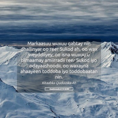 Picture 05 - Xaakinnada 8:14 SOM - Markaasuu wuxuu qabtay nin dhallinyar oo reer - Bible Verse Picture