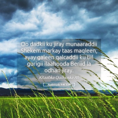 Picture 05 - Xaakinnada 9:46 SOM - Oo dadkii ku jiray munaaraddii Shekem markay taas - Bible Verse Picture