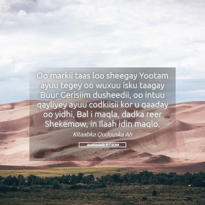 Picture 05 - Xaakinnada 9:7 SOM - Oo markii taas loo sheegay Yootam ayuu tegey oo - Bible Verse Picture