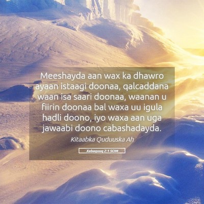 Picture 05 - Xabaquuq 2:1 SOM - Meeshayda aan wax ka dhawro ayaan istaagi doonaa, - Bible Verse Picture