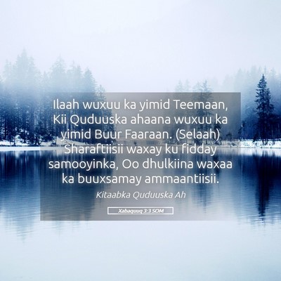 Picture 05 - Xabaquuq 3:3 SOM - Ilaah wuxuu ka yimid Teemaan, Kii Quduuska ahaana - Bible Verse Picture