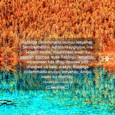 Picture 05 - Xaggay 2:23 SOM - Rabbiga ciidammadu wuxuu leeyahay, Serubaabelow, - Bible Verse Picture
