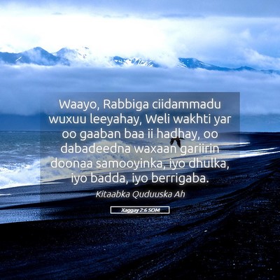 Picture 05 - Xaggay 2:6 SOM - Waayo, Rabbiga ciidammadu wuxuu leeyahay, Weli - Bible Verse Picture