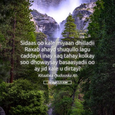 Picture 05 - Yacquub 2:25 SOM - Sidaas oo kale miyaan dhilladii Raxab ahayd - Bible Verse Picture
