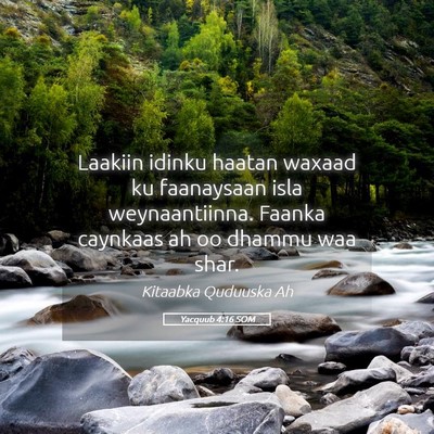 Picture 05 - Yacquub 4:16 SOM - Laakiin idinku haatan waxaad ku faanaysaan isla - Bible Verse Picture