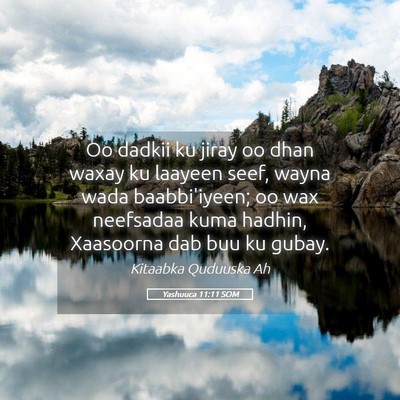 Picture 05 - Yashuuca 11:11 SOM - Oo dadkii ku jiray oo dhan waxay ku laayeen seef, - Bible Verse Picture