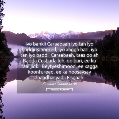 Picture 05 - Yashuuca 12:3 SOM - iyo bankii Caraabaah iyo tan iyo baddii Kinnered, - Bible Verse Picture