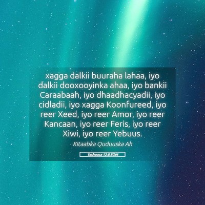 Picture 05 - Yashuuca 12:8 SOM - xagga dalkii buuraha lahaa, iyo dalkii - Bible Verse Picture