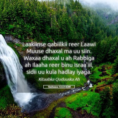 Picture 05 - Yashuuca 13:33 SOM - Laakiinse qabiilkii reer Laawi Muuse dhaxal ma uu - Bible Verse Picture