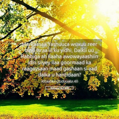 Picture 05 - Yashuuca 18:3 SOM - Markaasaa Yashuuca wuxuu reer binu Israa'iil ku - Bible Verse Picture