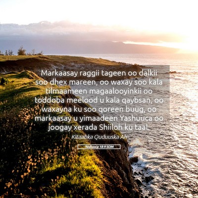 Picture 05 - Yashuuca 18:9 SOM - Markaasay raggii tageen oo dalkii soo dhex - Bible Verse Picture