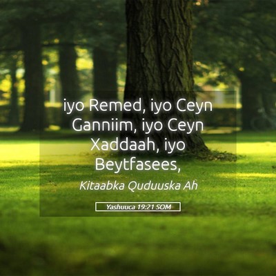 Picture 05 - Yashuuca 19:21 SOM - iyo Remed, iyo Ceyn Ganniim, iyo Ceyn Xaddaah, - Bible Verse Picture