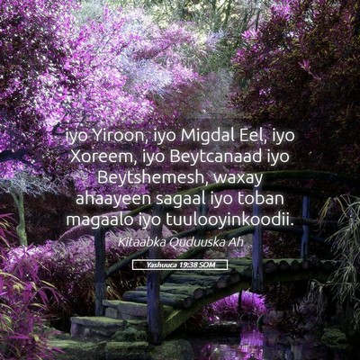 Picture 05 - Yashuuca 19:38 SOM - iyo Yiroon, iyo Migdal Eel, iyo Xoreem, iyo - Bible Verse Picture