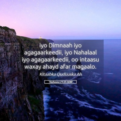 Picture 05 - Yashuuca 21:35 SOM - iyo Dimnaah iyo agagaarkeedii, iyo Nahalaal iyo - Bible Verse Picture