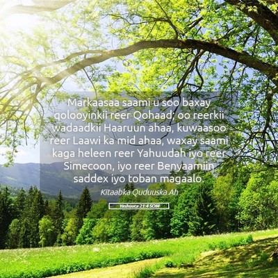 Picture 05 - Yashuuca 21:4 SOM - Markaasaa saami u soo baxay qolooyinkii reer - Bible Verse Picture
