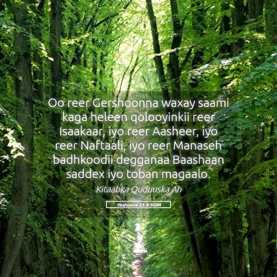 Picture 05 - Yashuuca 21:6 SOM - Oo reer Gershoonna waxay saami kaga heleen - Bible Verse Picture