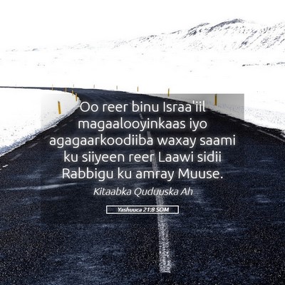 Picture 05 - Yashuuca 21:8 SOM - Oo reer binu Israa'iil magaalooyinkaas iyo - Bible Verse Picture