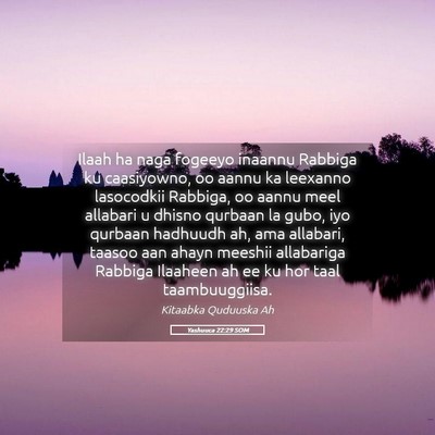 Picture 05 - Yashuuca 22:29 SOM - Ilaah ha naga fogeeyo inaannu Rabbiga ku - Bible Verse Picture