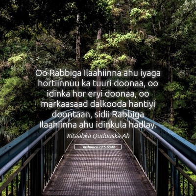 Picture 05 - Yashuuca 23:5 SOM - Oo Rabbiga Ilaahiinna ahu iyaga hortiinnuu ka - Bible Verse Picture