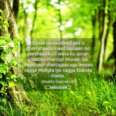 Picture 05 - Yashuuca 23:6 SOM - Sidaas daraaddeed aad u dhiirranaada inaad - Bible Verse Picture